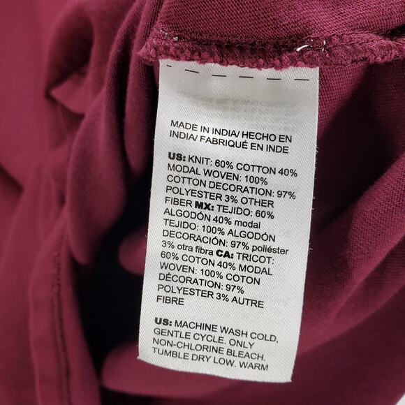 Chico's Women's Burgundy Floral Embroidery Long Sleeve Top Size 3 - Picture 9 of 12